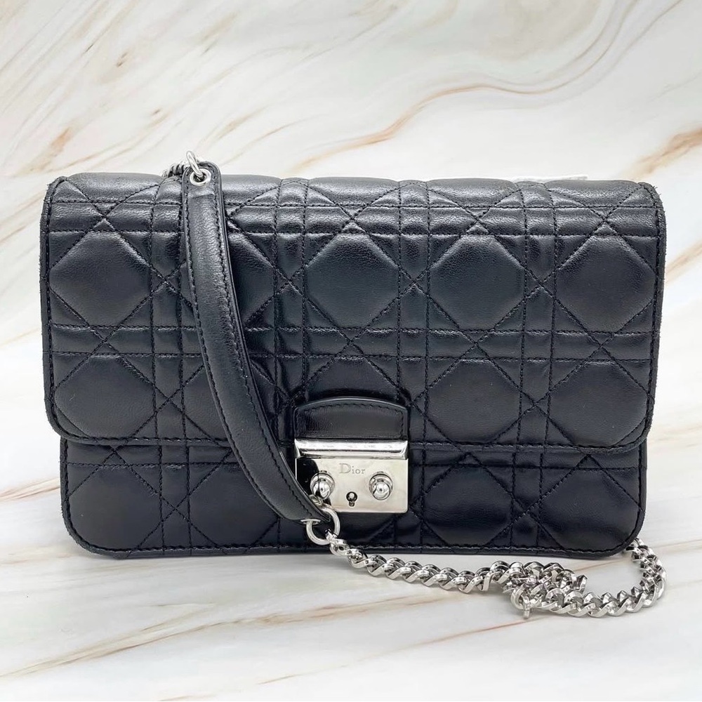Dior Black Crossbody Bag with Silver Chain
